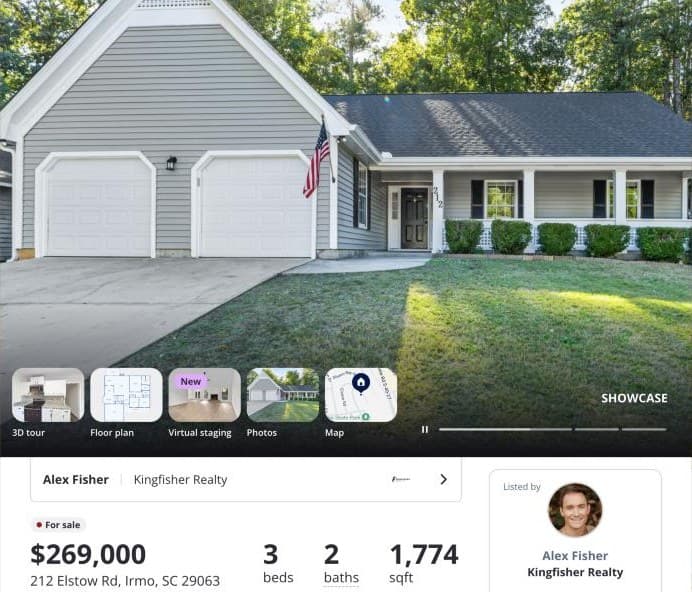 212 Elstow Rd, Irmo, SC 29063 as it appears on Zillow Showcase
